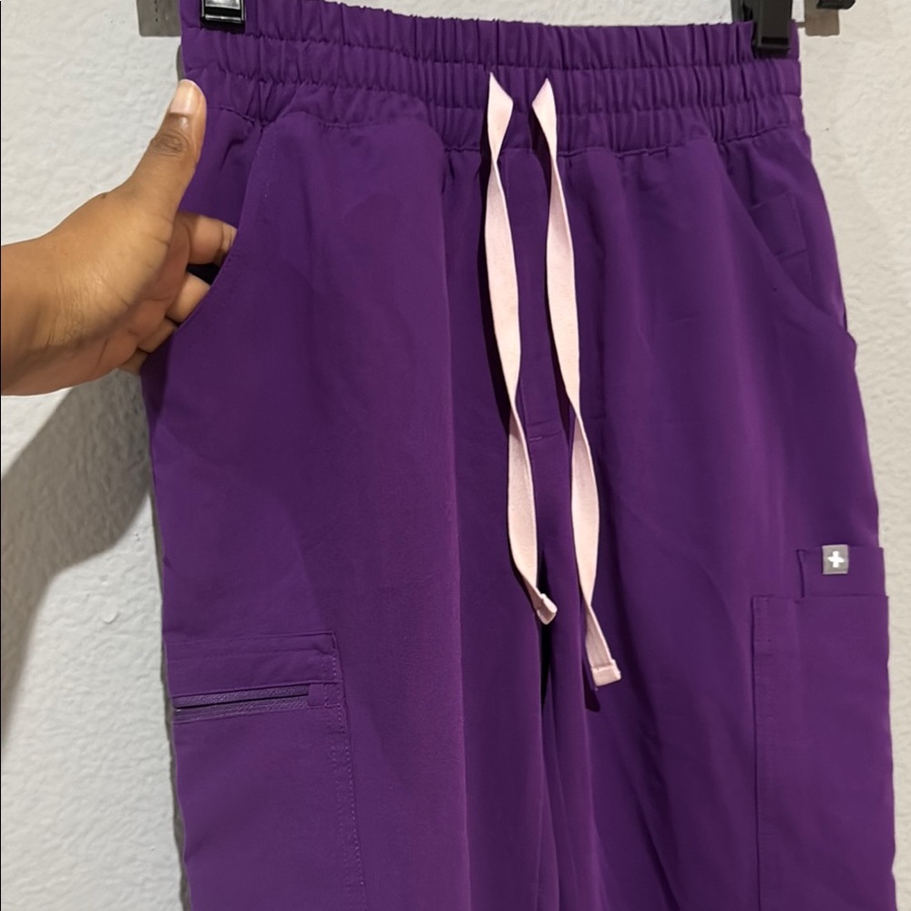 Figs Women's Purple Drawstring Cargo Jogger Pants - Picture 5 of 16